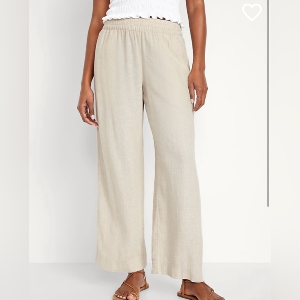 High-Waisted Linen-Blend Wide-Leg Pants